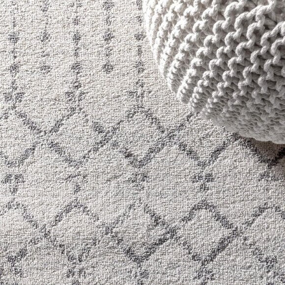 5x8 Moroccan Boho Area Rug, Vintage Diamond Cream/Gray Stain-Resistant Carpet - Picture 7 of 11